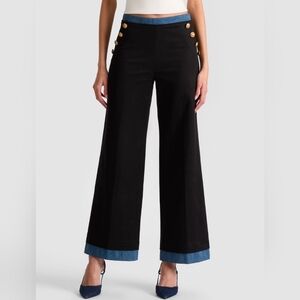 Alice & Olivia Two Tone Cotton Wide Leg Pants NWT